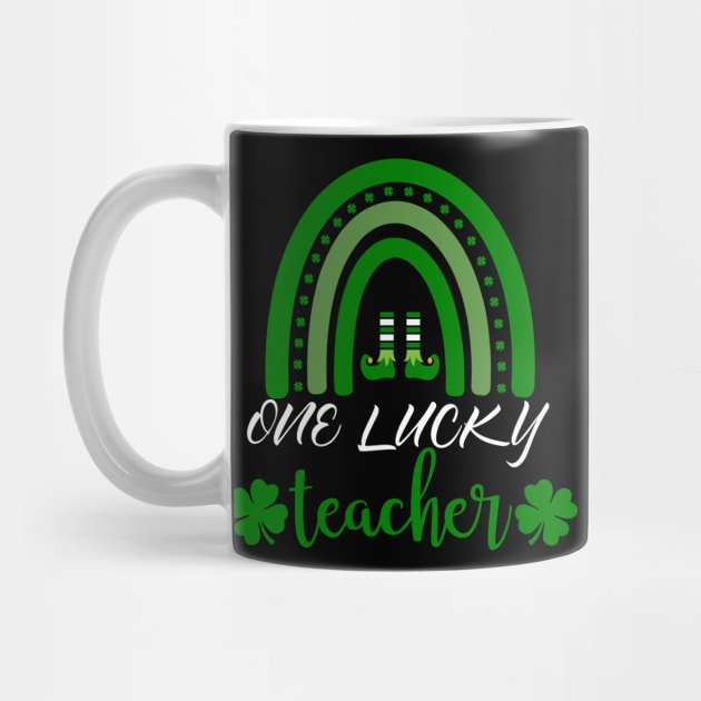 One Lucky Teacher St Patricks Day Rainbow Shamrock by YuriArt